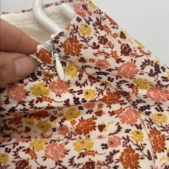 Sienna Sky Floral Ruched Mini Skirt Orange Yellow Boho Size S Womens - Picture 5 of 8